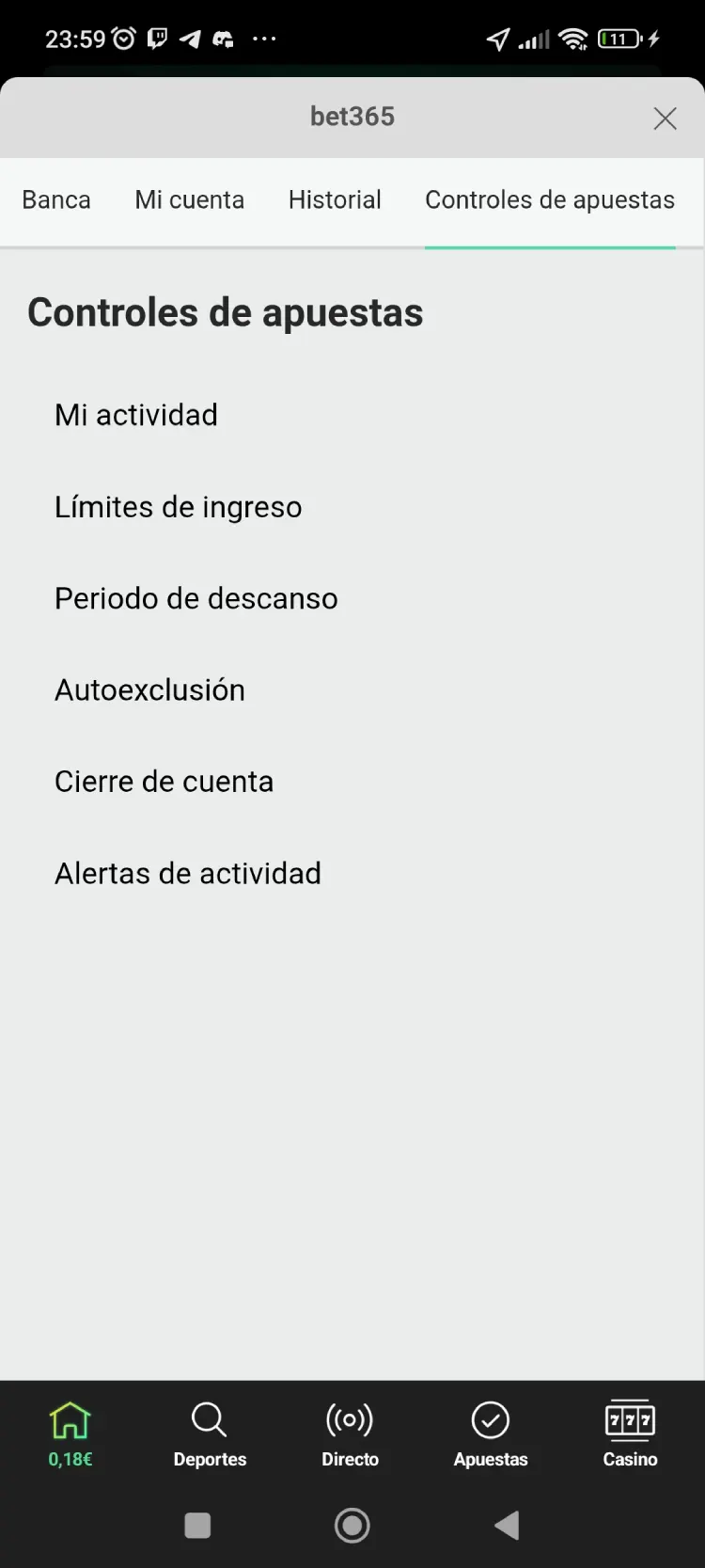 Configuración de límites de depósito y herramientas de juego responsable en la cuenta de Bet365