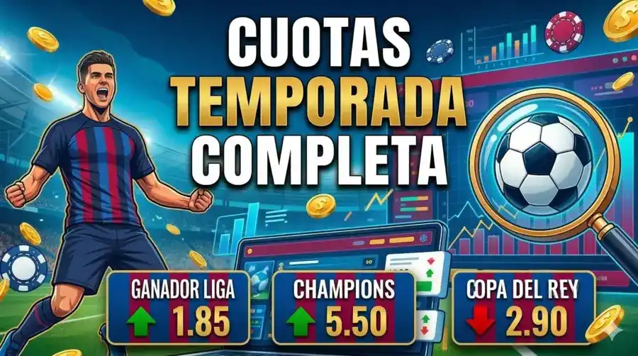 Cuotas del FC Barcelona a plazo largo en la temporada con LaLiga, Champions y Copa del Rey