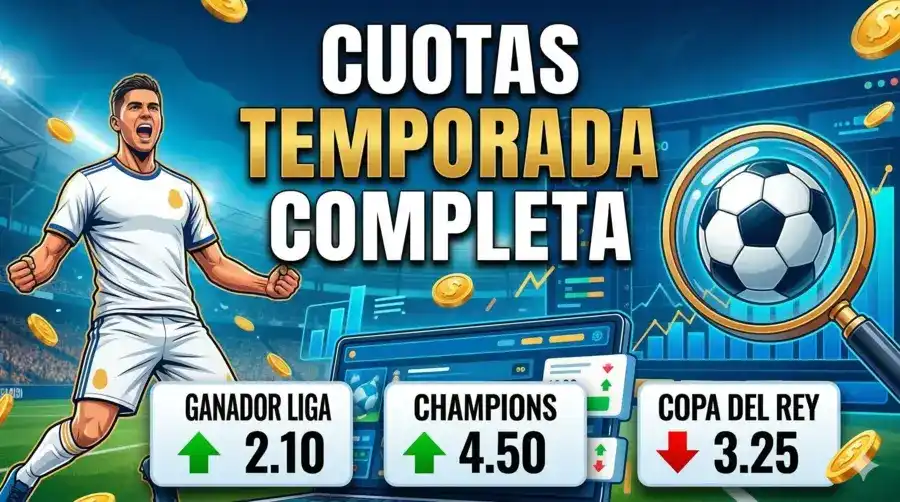 Cuotas a mercados futuros temporada del Real Madrid en Champions y Liga