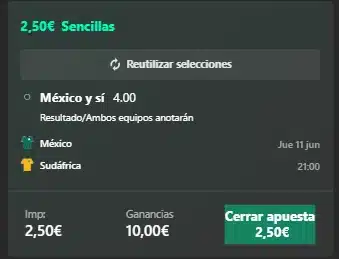 Comprobante apuesta Victoria México 1.42 Bet365 · 10 junio 2026